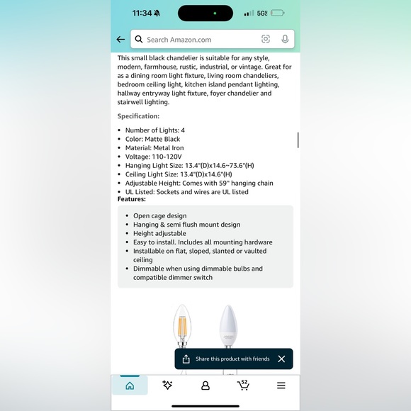 Farmhouse Antique Style Light Home Decor Kitchen Bathroom Light Black New Unused - Picture 8 of 11